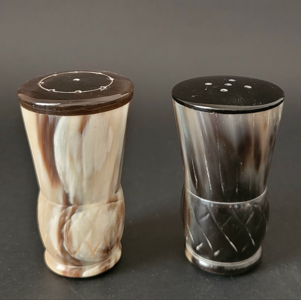 Buffalo Horn Salt and Pepper Shakers, set of 2 pieces